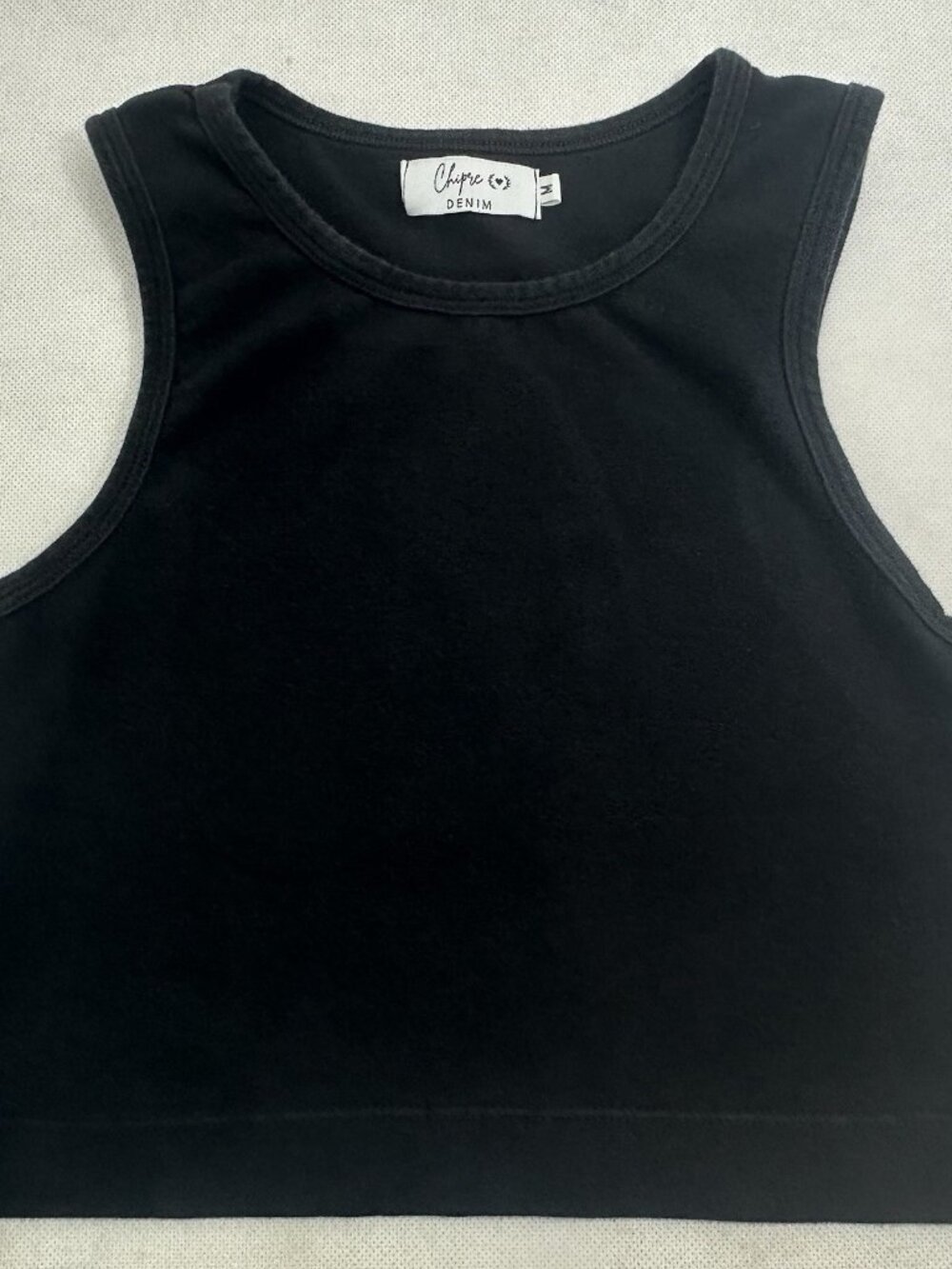 Chipre Gaia Black High-Neck Crop Tank Top M Read